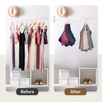 2 Pack Tank Top Hanger, Rotating Bra Organizer for Closet | Heavy-Duty Metal, Holds Up to 48 Garments, Sports Bras Holder with 16 Hooks Hanging Space-Saving Closet Organizer and Storage