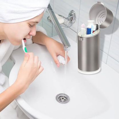Toothbrush Holders for Bathrooms, Travel Toothbrush Organizer Toothbrush and Toothpaste Holders, 5 Slots Tooth Brushing Holder with Cover for Bathroom Countertop Organizer