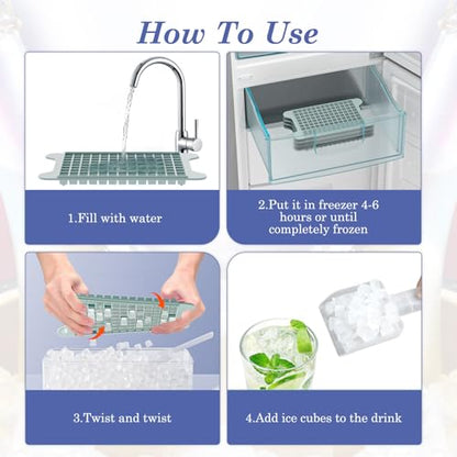 Mini Ice Cube Tray for Freezer: GGUW Nugget Ice Cube Tray with Bin - Crushed Ice Tray Making 4×117 PCS Icecube - Easy Release Iced Maker Trays