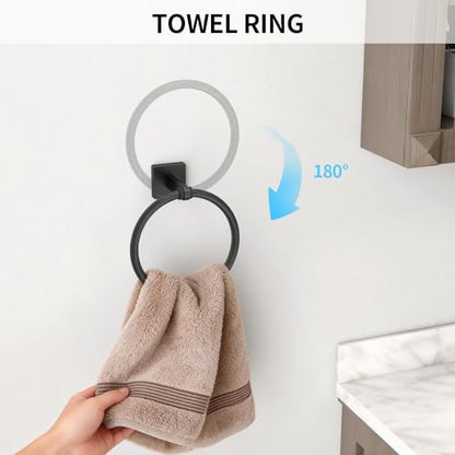 Black Bathroom Accessories Set, 24 inch Towel Racks for Bathroom | Stainless Steel Bathroom Hardware Set, Wall Mounted, 4-Piece