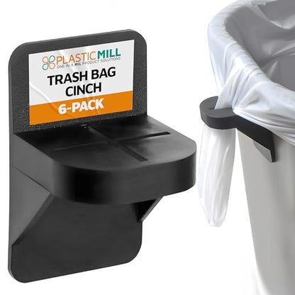 PlasticMill Trash Bags Cinch Black, 6 Pack, To Hold Garbage Bags In Place.May not be compatible with some Garbage Can drawers or compacters.