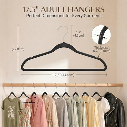 Plastic Hangers 50 Pack, Heavy Duty Plastic Hangers for Clothes | Non-velvet Slim Hangers with 360° Swivel Hook & Clothes Thin Hanger - Durable Coat Hangars, Space Saving Hanger - Black