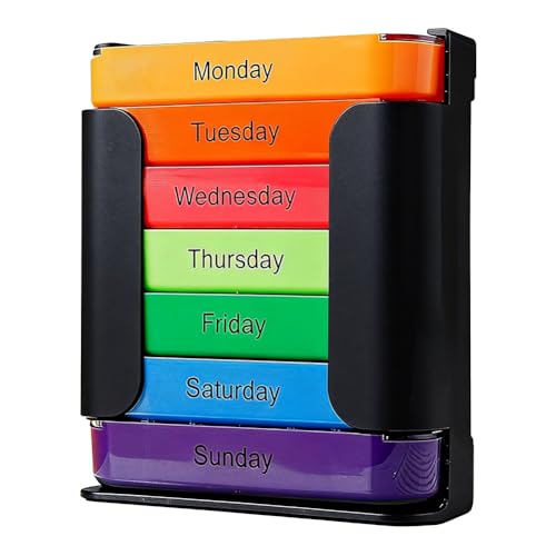 7-Day Medication Organizer - for Effortless Health Management: Stackable Weekly Pill Organizer with 7(Days)×4(Morning/Noon/Evening/Night) Compartments | Travel-Friendly Home Supply (Balck)