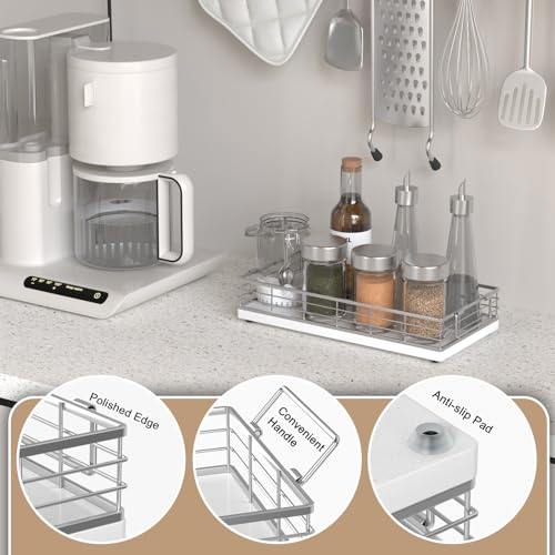 Toilet Paper Basket, 13 Inch Bathroom Toilet Tank Basket with Handles White | Bathroom Basket, Back of Toilet Basket, Toilet Tank Tray, Toilet Organizer for Toilet Paper Storage, Toiletries & Essentials