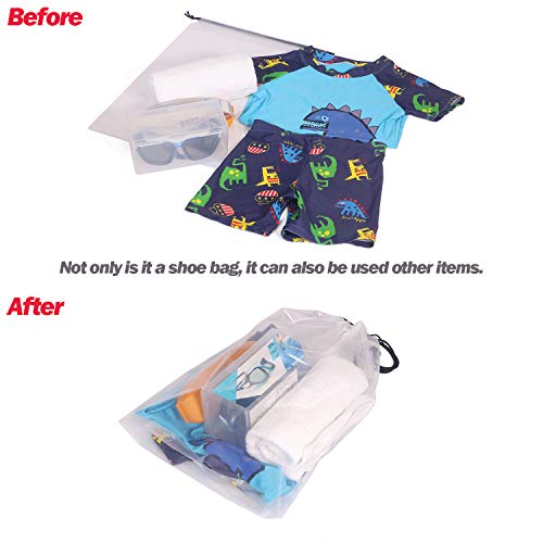 DIOMMELL Set of 24 Transparent Shoe Bags for Travel Large Clear Shoes Storage Organizers Pouch with Rope for Men and Women
