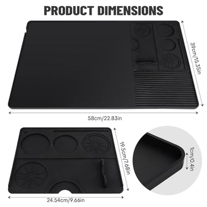 Silicone Coffee Mat Compatible with Ninja Luxe Espresso Coffee Machine ES601/ES701 & Most Home Espresso Machines - 23"x15" Anti-Slip Heat-Resistant - Maker Bar | Tamping Mat (2-in-1)