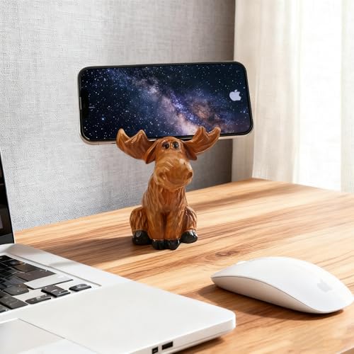 Moose Decor Family Figurine, Moose Eyeglass Holder Stand | Resin Sculptures For Entryway Home Office, Cute Phone Stand For Desk