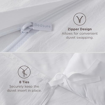 Bedsure White Duvet Cover King Size - 3 Pieces Prewashed Cotton-Like Polyester Extra Soft Bedding Set, Includes 1 Duvet Cover 104x90 Inches with Zipper Closure & 2 Pillow Shams, Comforter Not Included