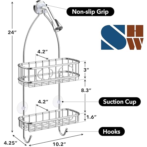 Simple Houseware Stainless Steel Hanging Shower Head Caddy Organizer | (24 x 10.2 x 4.25 inches)