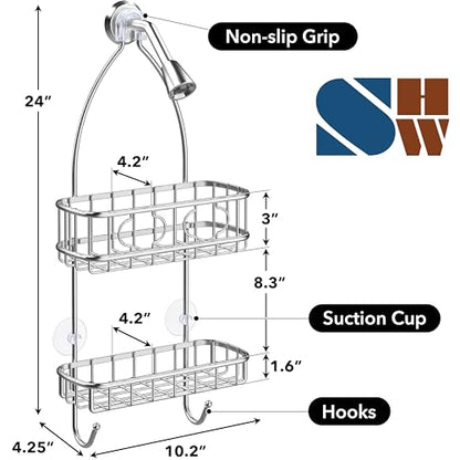 Simple Houseware Stainless Steel Hanging Shower Head Caddy Organizer | (24 x 10.2 x 4.25 inches)