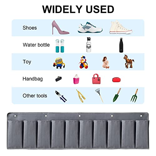 RV Shoe Pockets 10 Pockets Heavy Hanging Bedside Storage Organizer with Sturdy Hooks Storage Pockets Hangs on bed for Shoes Toys and Tool Accessories
