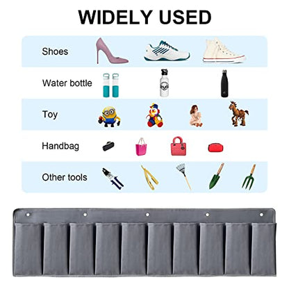 RV Shoe Pockets 10 Pockets Heavy Hanging Bedside Storage Organizer with Sturdy Hooks Storage Pockets Hangs on bed for Shoes Toys and Tool Accessories