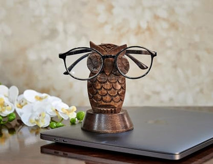 Birthday Gifts for Women Wooden Owl Glasses Holder Night Stand Reading Eyeglass Spectacle Retainer Gifts for Adults Women Men Him Her Mom Dad Car