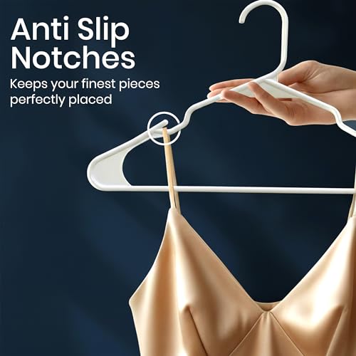 Utopia Home Plastic Hangers 30 Pack – Space Saving Clothes Hanger White | Durable & strong | Closet organizer & storage | Ideal for apartments, dorms & stocking stuffers