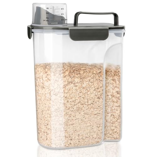 Rice Container, Airtight Rice Storage Container 10lb, Cereal Containers Storage, BPA Free Food Dispenser with Pouring Spout Handle for Flour Pasta Grain, Pet Dog Cat Bird Food Storage Container