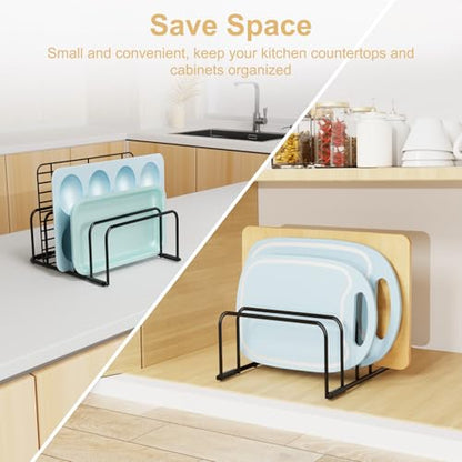Cutting Board Organizer Storage, Baking Sheet Rack under Cabinet | Heavy Duty Cookie Sheet Organizer, Metal Cutting Board Holder, Space-saving Plate Holder for Cabinet, Tray Divider for Drawer
