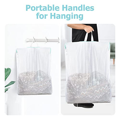 Large Mesh Laundry Bags 24x32 inch Hanging Delicat... (2 Count | White | Polyester)
