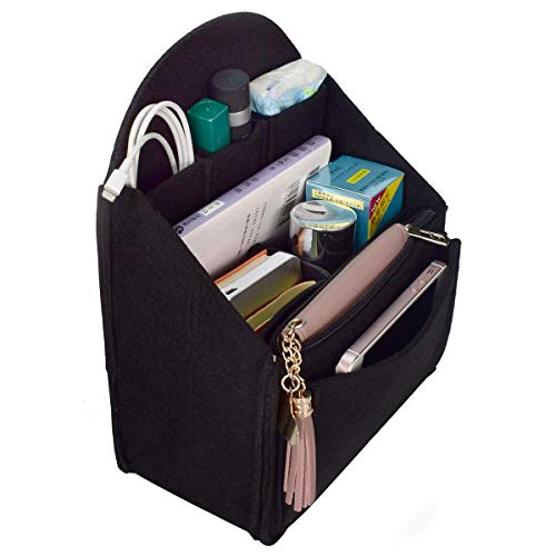 Felt Backpack Organizer Insert for Rucksack Handbag Shoulder Bag (Black,Small)