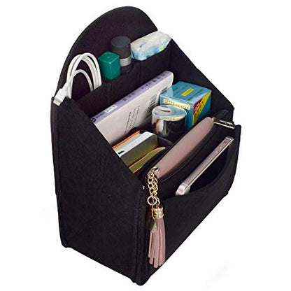 Felt Backpack Organizer Insert for Rucksack Handbag Shoulder Bag (Black,Small)