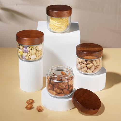 8 oz Glass Jars with Lids, Small Jars for Loose Leaf Tea, 4 Pack