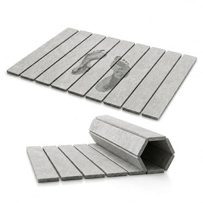 Foldable Stone Bath Mat for Bathroom 23.2 x 15.3 inch– Diatomaceous Earth Shower Mat, Quick Dry Diatomite Floor Mat, Non Slip Absorbent Bathroom Drying Mat