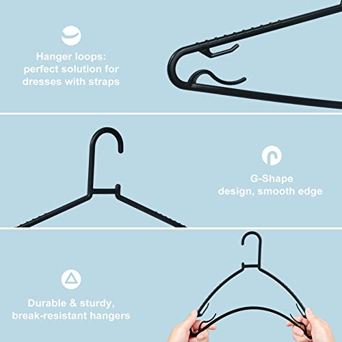 Byomostor Plastic Hangers 50 Pack | Lightweight durable slim design, space saving for laundry and daily adult clothing storage Ideal for apartments, dorms