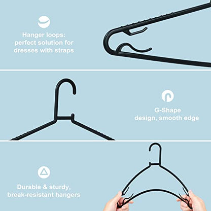 Byomostor Plastic Hangers 50 Pack | Lightweight durable slim design, space saving for laundry and daily adult clothing storage Ideal for apartments, dorms