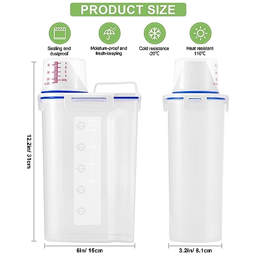 2 Pcs 5.5Lbs Rice Dispenser Storage Containers, Rice Container with Measuring Cup & Pour Spout, Kitchen Plastic Airtight Container for Cereal, Grain, Flour, Sugar, Oatmeal, Dry Pet Dog Food