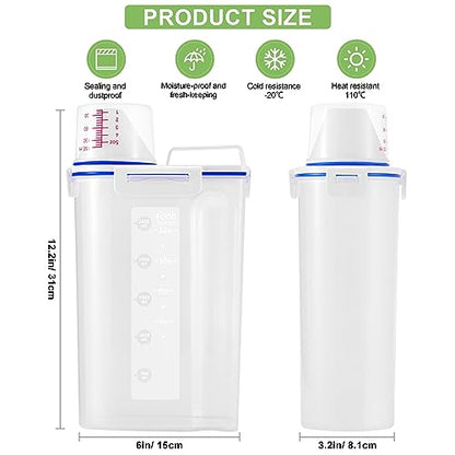 2 Pcs 5.5Lbs Rice Dispenser Storage Containers, Rice Container with Measuring Cup & Pour Spout, Kitchen Plastic Airtight Container for Cereal, Grain, Flour, Sugar, Oatmeal, Dry Pet Dog Food