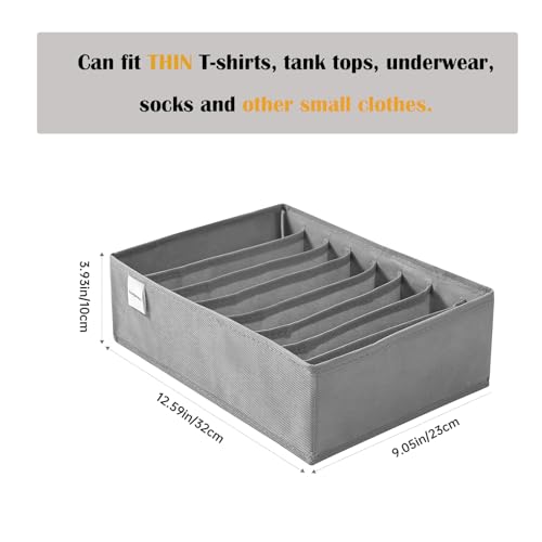 4 Packs T-shirt Drawer Organizers for Clothing,8 Grids Compartment Wardrobe Storage Box, Washable Clothes Organizer for Folded Clothes, Legging, Silk Scarve