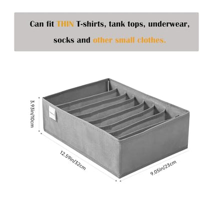 4 Packs T-shirt Drawer Organizers for Clothing,8 Grids Compartment Wardrobe Storage Box, Washable Clothes Organizer for Folded Clothes, Legging, Silk Scarve