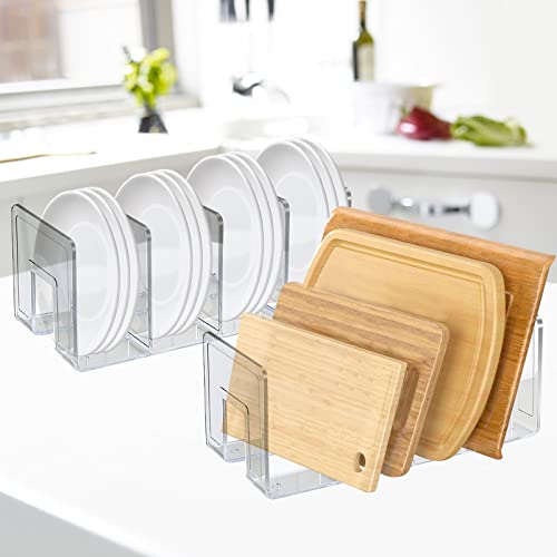 SAYEEC Acrylic File Sorter, Clear File Holder Acrylic Desk Organizer, Sturdy Desktop Files Organizer Files Folder Holder Rack for Envelopes Mail Letter Paper Notebook Electronics (4 Sections, 1 Pack)