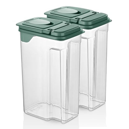 Tribello Food Storage Dispenser with Pour Spout Lid – Pantry Bin – Clear Slim Food Storage Container for Rice, Sugar, Cereal – BPA Free - Kitchen Organization (Large 3.8 Quarts - 2 Pack)