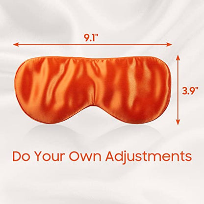 Sleep Mask, 100% Mulberry Silk, Vitality Orange | 6A Mulberry Silk, lightweight breathable, hyaluronic acid infused, full light blocking, adjustable strap, luxury gift set