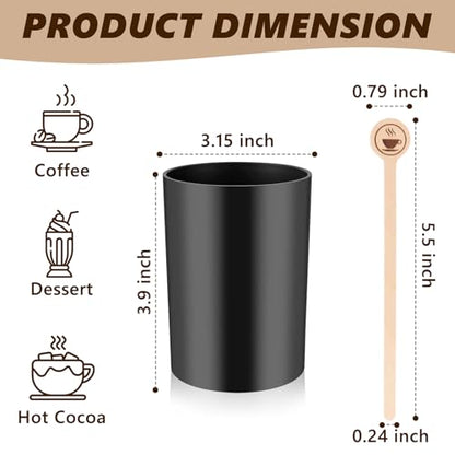 100 PCS Coffee Stirrer and Holder Set 6 inch Wooden Coffee Stirrers with Round Ends Disposable Coffee Stir Sticks Beverage Stirrer Sticks Plastic Drink Stirrer Holder for Cafe Drink Stations Bar