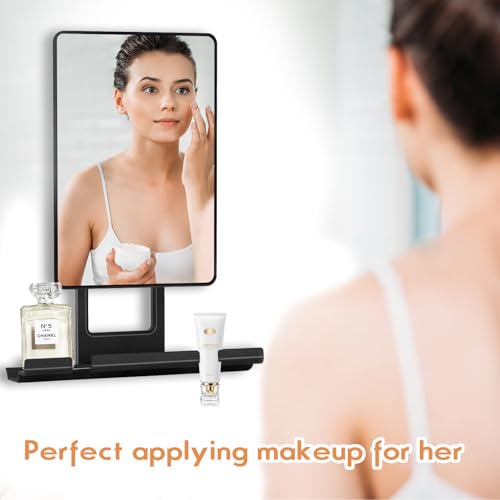 Fogless Shower Mirror, 360° Rotation Adjustable Shaving Mirror,Bathroom Shower Mirror with Multifunctional Storage Tray and Razor Holders