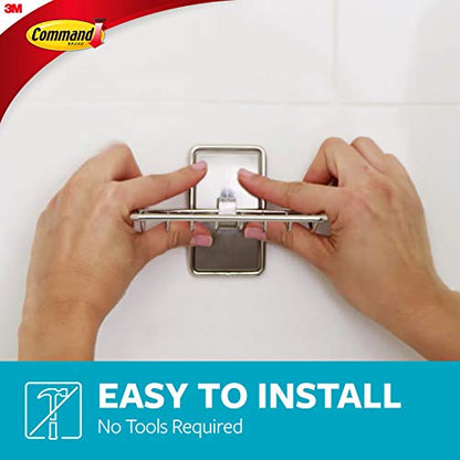 Command Soap Dish for Shower, Damage Free Hanging Bathroom Soap Dish, No Tools Bar Soap Holder, 1 Satin Nickel Soap Dish and 2 Water-Resistant Command Strips