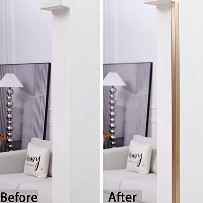 Trimold Matte Gold Aluminum Peel and Stick L Molding Corner Guards with 90° Angle for Wall Door Frame Cabinet Baseboard Protection and Decoration, 35.4in x 0.8in (3Pcs)