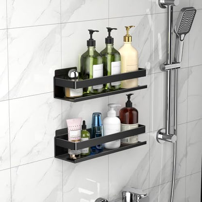 Aluminum Shower Caddy 2-Layers (11.8in) No Drill Shower Shelves | Bathroom Shower Shelf Rust-proof , No Drilling Required, Suitable for Bathroom Storage and Home Decoration
