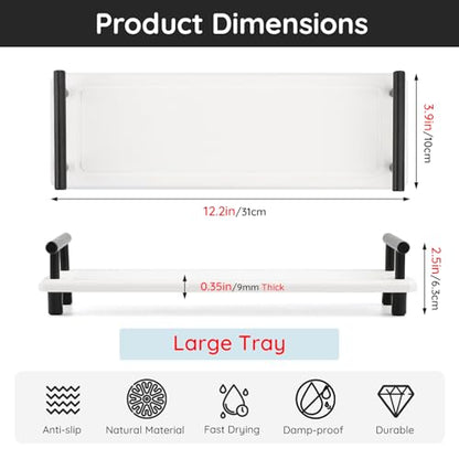 Segbeauty 12x4in Bathroom Tray, Absorbing Quick Dry Stone Drying Mat With Handle, Diatomaceous Sink Caddy Vanity Soap Organizer Holder, Kitchen Counter Bathroom Decor