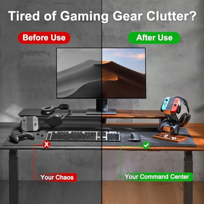 Solid Wood Controller Holder and Headphone Stand, Controller Stand for Desk