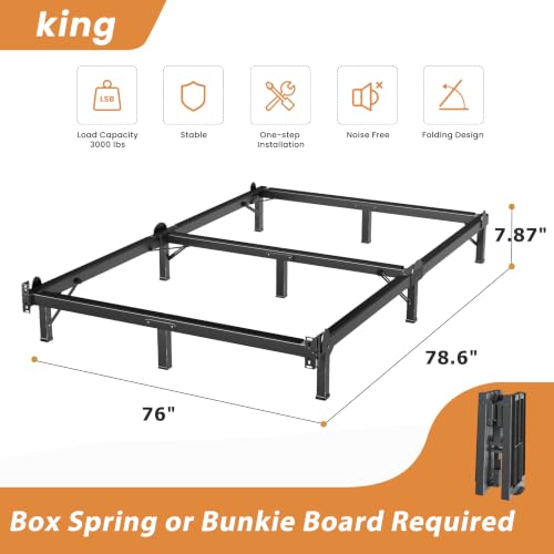 MAF Metal Bed Frame King 8 Inches for Box Spring, 9-Legs Support Basics