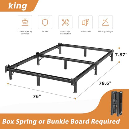 MAF Metal Bed Frame King 8 Inches for Box Spring, 9-Legs Support Basics