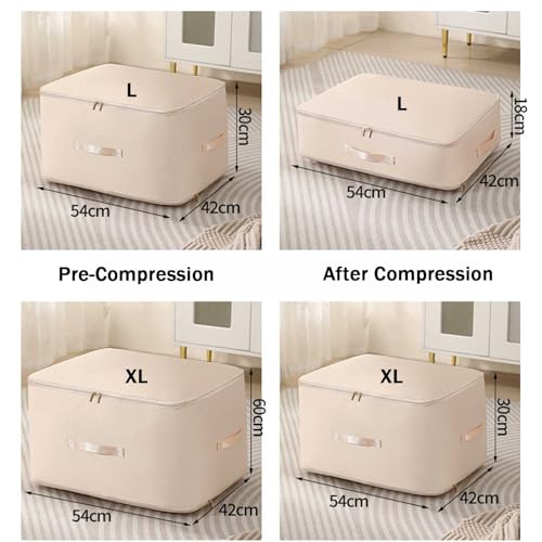 2PCS Ultra Space Saving Self Compression Organizer,Dustproof And Moisture-Proof Compression Storage Bag For King/Queen Comforters, Pillows, Bedding/Quilt, Blanket, Duvet (White, Large)