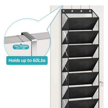10 Tier Clear Over the Door Shoe Organizer Storage, Deep Pockets Large Hanging Shoe Rack for Closet Door, Fit 20 Pairs Shoe Holder Hanger for Sneakers, Boots (Black)