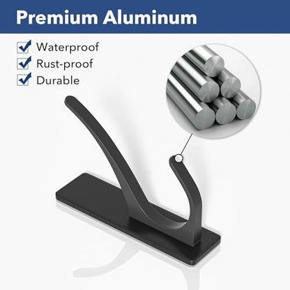 pickpiff Matt Black Self-Adhesive Hook, 13LB Hanger for Coat/Towel, 6-Pack