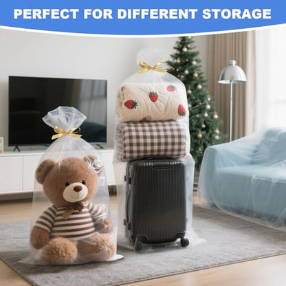 Large Clear Plastic Storage Bags, 40" x 60" Food-Grade Clear Plastic Flat Open Poly Bags for Blanket, Duvets, Pillows, Plush Toys, Comforter and Basement Storage (2 Mil/5 Count)