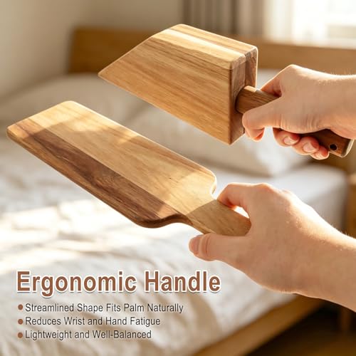 Mattress Lifter & Bed Making Tool Set, Wooden Wedge Lever with Sheet Tucking Tool & 8 Sheet Fasteners, Bedding Helper for Seniors, Caregivers and Housekeepers