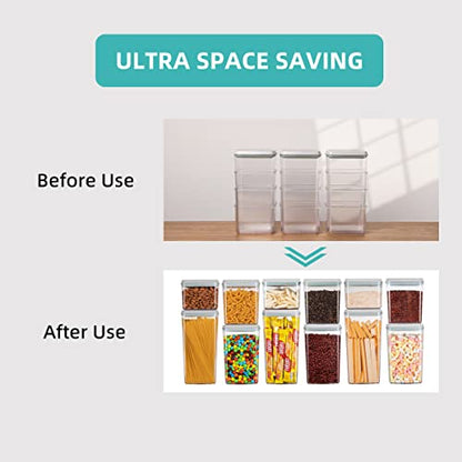 Pop Airtight Food Storage Containers with Lids for Kitchen Pantry Organizing Stackable Container for Cereal Snack Flour Sugar Coffee Spaghetti -12 Pcs(1.2, 2.0, 2.7, 3.3qt)*3