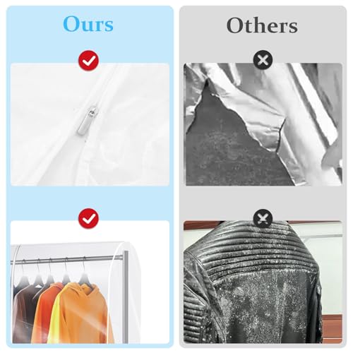Clear Clothes Rack Cover 6Ft Garment Rack Cover Transparent Clothing Rack Cover With 2 Durable Zipper Waterproof Protector for Garment Rack (71"L x 20"W x 60"H, Rack Not Included)